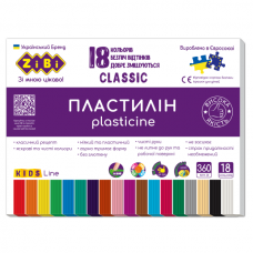 Пластилин CLASSIC 18 цветов, 360г, KIDS Line Пластилин CLASSIC 18 цветов, 360г, KIDS Line