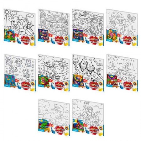 Розмальовка за номерами. Coloring by numbers CBN-01-01,02,03,04..10 розмір 31см*31см с.1 "Danko Toys" ВИДАЄТЬСЯ МІКС ВИДІВ