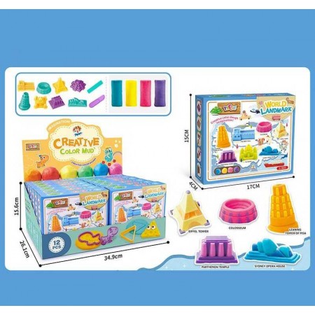 Тісто для ліплення BabyToys 5831, 4 кольори з формами та інструментами