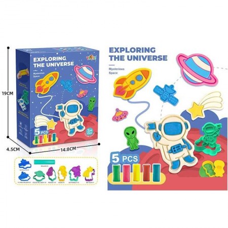 Тесто для ліплення BabyToys Космос, 5 кольорів з молдами