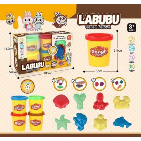 Пластилин BabyToys 6213 с формочками, 4 цвета