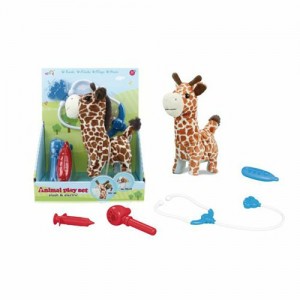 Животное T829-2 жираф, 19см, набор ветеринара, звук, ходит