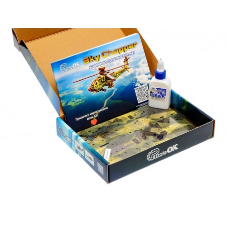 Деревянный 3D-конструктор Sky Chopper, движущиеся элементы, PuzzleOk 00954 Деревянный 3D-конструктор Sky Chopper, движущиеся элементы, PuzzleOk 00954