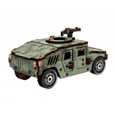 Деревянный 3D конструктор бронированный внедорожник TURBO HUMVEE, 12 см, вращающиеся колеса, PuzzleO 00968 Деревянный 3D конструктор бронированный внедорожник TURBO HUMVEE, 12 см, вращающиеся колеса, PuzzleO 00968
