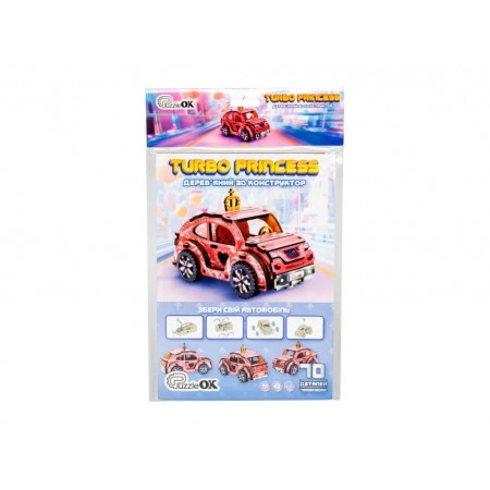 Деревянный 3D конструктор игровой автомобиль TURBO PRINCESS, 12 см, вращающиеся колеса, PuzzleOk 00969 Деревянный 3D конструктор игровой автомобиль TURBO PRINCESS, 12 см, вращающиеся колеса, PuzzleOk 00969