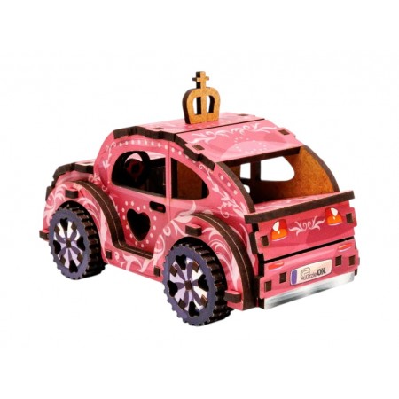 Деревянный 3D конструктор игровой автомобиль TURBO PRINCESS, 12 см, вращающиеся колеса, PuzzleOk 00969 Деревянный 3D конструктор игровой автомобиль TURBO PRINCESS, 12 см, вращающиеся колеса, PuzzleOk 00969
