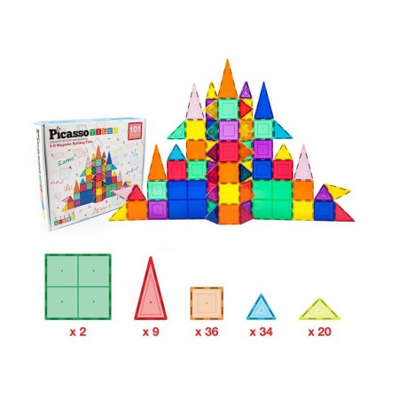 Магнитный конструктор PicassoTiles Magnetic Building Blocks, 101 деталь