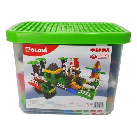 Конструктор сюжетний Ферма, 202 елементи, у пластиковому боксі, Doloni Toys 013888/06 Конструктор сюжетний Ферма, 202 елементи, у пластиковому боксі, Doloni Toys 013888/06