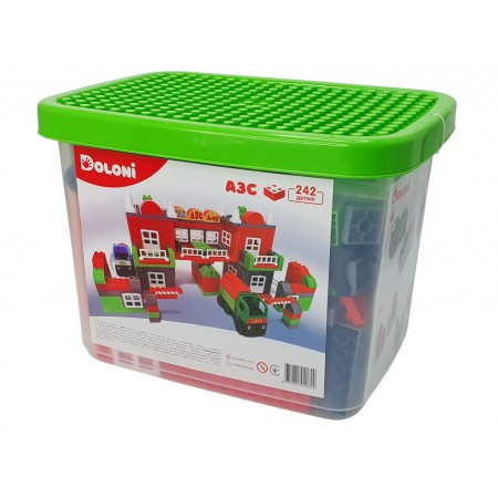 Конструктор пластиковый АЗС 242 детали, в пластиковом боксе,013888/07 Doloni Toys