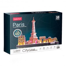 3D пазл CubicFun City Line с LED-подсветкой Париж L525h 