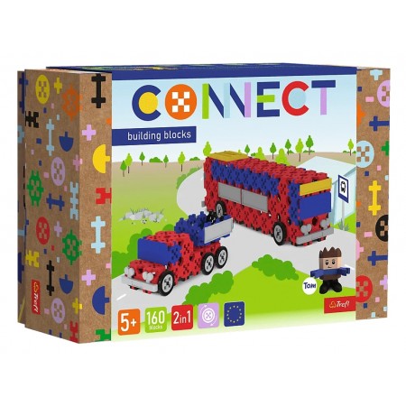 Конструктор 2 в1 Trefl Connect Вантажівка та причіп, 160 елементів 61973 Конструктор 2 в1 Trefl Connect Вантажівка та причіп, 160 елементів 61973
