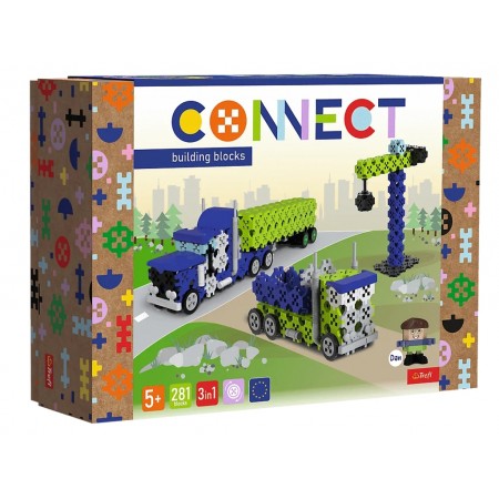 Конструктор 3в1 Trefl Connect Грузовик и строительная площадка, 281 элемент 61977