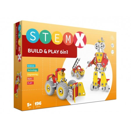 Детский конструктор на шурупах 6 в1 Build & Play, с инструментами, 196 деталей 7093910