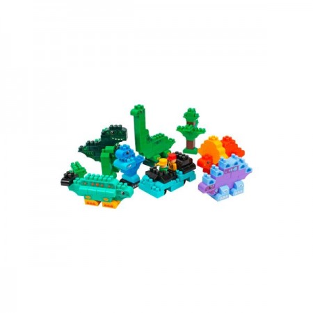 Игрушка "Конструктор ТехноК", арт.2222 37.4 х 25 х 13.7 см, Из 190 деталей, включая 17 уникальных видов, ваш ребенок сможет собрать 6 крутых динозавров, величественные деревья и даже машинку с отважными исследователями.