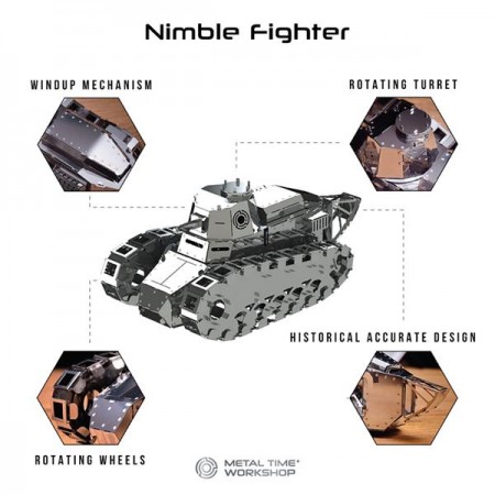 Колекційна модель-конструктор Metal Time Nimble Fighter механічний танк Renault FT-17 MT010 Колекційна модель-конструктор Metal Time Nimble Fighter механічний танк Renault FT-17 MT010