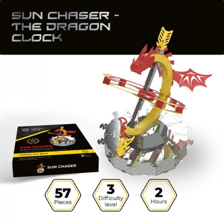 Коллекционная модель-конструктор Metal Time Sun Chaser Dragon Stand Clock Солнечные часы MT025
