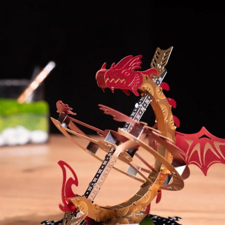 Коллекционная модель-конструктор Metal Time Sun Chaser Dragon Stand Clock Солнечные часы MT025
