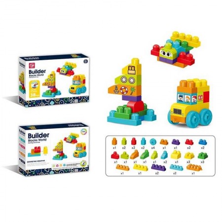 Блочний конструктор BabyToys 188-649 38 деталей з колесами