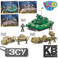 Конструктор KB 1142-54-55 військовий, транспорт, фігурки, 3 види (танк 1093д, машина + танк 1138д, машина 1089д), 55-40-7,5см