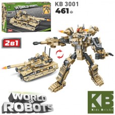 Конструктор KB 3001 військова техніка, 2в1 (танк,робот), 461дет,в кор-ці