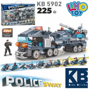 Конструктор KB 5902 поліція, транспорт, 20в1, 225 деталей, фігурка