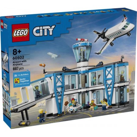 Конструктор LEGO City Аэропорт с самолетом 887 Деталей 60502