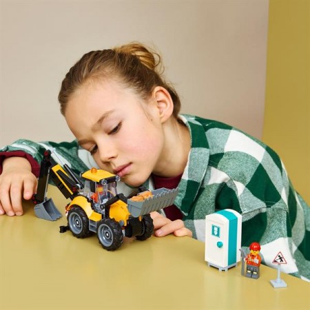 Конструктор LEGO® City Жовтий екскаватор-навантажувач - Будівельна іграшка, 301 деталей Конструктор LEGO® City Жовтий екскаватор-навантажувач - Будівельна іграшка, 301 деталей