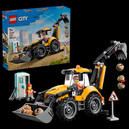 Конструктор LEGO® City Жовтий екскаватор-навантажувач - Будівельна іграшка, 301 деталей Конструктор LEGO® City Жовтий екскаватор-навантажувач - Будівельна іграшка, 301 деталей
