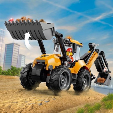 Конструктор LEGO® City Жовтий екскаватор-навантажувач - Будівельна іграшка, 301 деталей Конструктор LEGO® City Жовтий екскаватор-навантажувач - Будівельна іграшка, 301 деталей