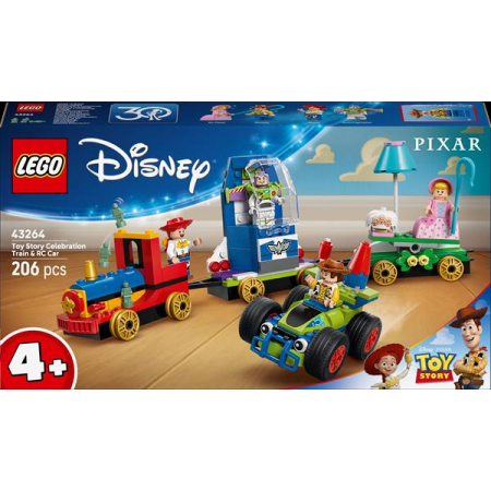 Конструктор LEGO Disney и Pixar Празднование из Истории игрушек поезд и авто для гонки 206 деталей Конструктор LEGO Disney и Pixar Празднование из Истории игрушек поезд и авто для гонки 206 деталей