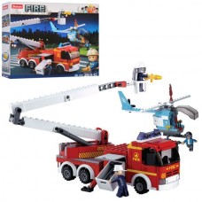 Конструктор SLUBAN M38-B0627 пожарная машина,вертолет,фигурки,394дет,кор