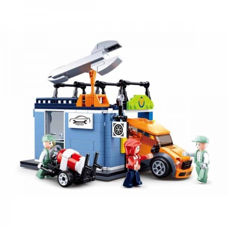 Конструктор SLUBAN M38-B0759C СТО, транспорт, фигурки, 340дет, в кор-ке