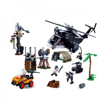 Конструктор SLUBAN M38-B0775 полиция, вертолет, машина, фигурки, 830дет, в кор-ке