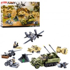 Конструктор SLUBAN M38-B0812 военный, транспорт, пушка, фигурки, 552 детали, в коробке