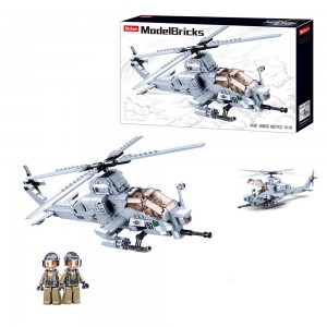 Конструктор SLUBAN M38-B0838 вертолет, 42 см, фигурка, 482 детали