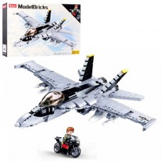 Конструктор SLUBAN M38-B0928 военный самолет 41,4см, 682дет, в кор-ке
