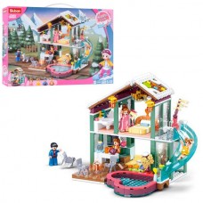 Конструктор SLUBAN M38-B0961 домик, 29,1см, горка, бассейн, фигурки, 439дет, в кор-ке