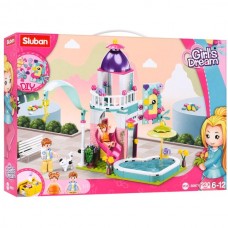 Конструктор SLUBAN M38-B0971 Домик/игровая площадка, 17,8см, бассейн, фигурки, 230 деталей, в коробке