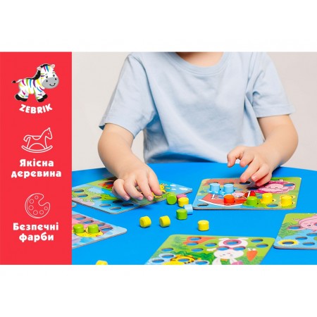 Мозаїка дерев'яна, Ферма, Vladi Toys ZB2002-01 Мозаїка дерев'яна, Ферма, Vladi Toys ZB2002-01