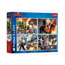 Пазлы 4 в1 Trefl Avengers Героические дни, 4 х 250 деталей 13309