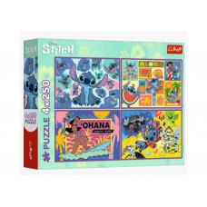 Пазлы 4 в 1 Trefl Disney Лило и Стич Удивительный Стич, 4 х 250 деталей 13311