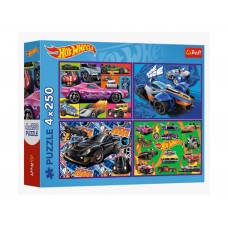 Пазлы 4 в1 Trefl Hot Wheels Гоночный автомобиль, 4 х 250 деталей 13312