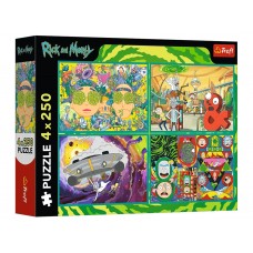 Пазлы Trefl Rick and Morty Закрученный мир, 4 х 250 элементов 13338