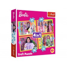 Пазл 4 в 1 Trefl Barbie Веселый мир Барби 34626