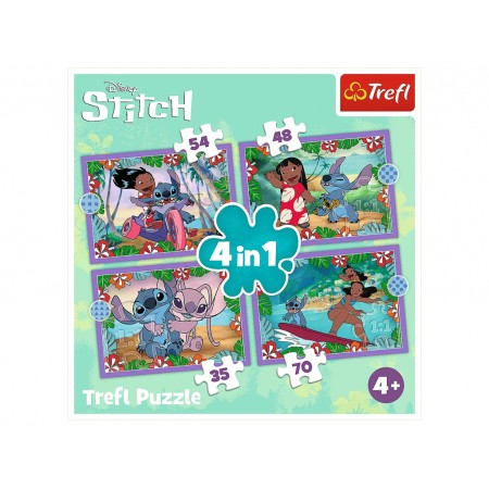 Пазл 4 в 1 Trefl Disney Stitch Crazy Day 34633 Пазл 4 в 1 Trefl Disney Stitch Crazy Day 34633