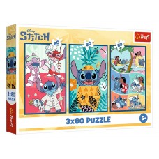Пазли 3 в 1 Trefl Lilo and Stitch Світ Стіча, 3х80 елементів 34885