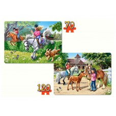 Пазли Верхова їзда, 2хPuzzle, 70, 135 елементів, Castorland B-021062 Пазли Верхова їзда, 2хPuzzle, 70, 135 елементів, Castorland B-021062