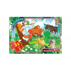 Пазлы картонные Учимся с удовольствием Лесные жители, 35 элементов, G-Toys