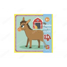 Пазлы картонные Ослик, 12 элементов, G-Toys