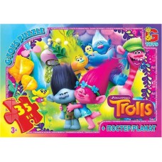 Пазлы картонные Тролли, 35 элементов, G-Toys TR0075